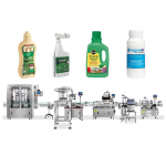 Automatische lijn voor het vullen, afsluiten en etiketteren van vloeibare meststoffen met pesticiden