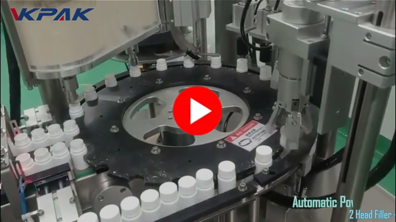 Monoblok poederfles vul- en sluitmachine